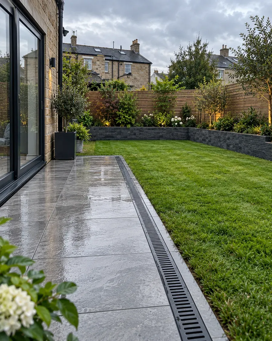 Illustrative example of garden drainage solutions