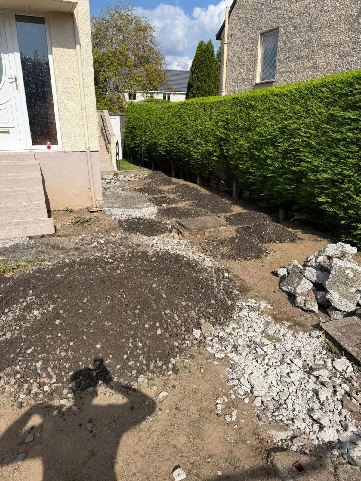 Site excavation before patio installation