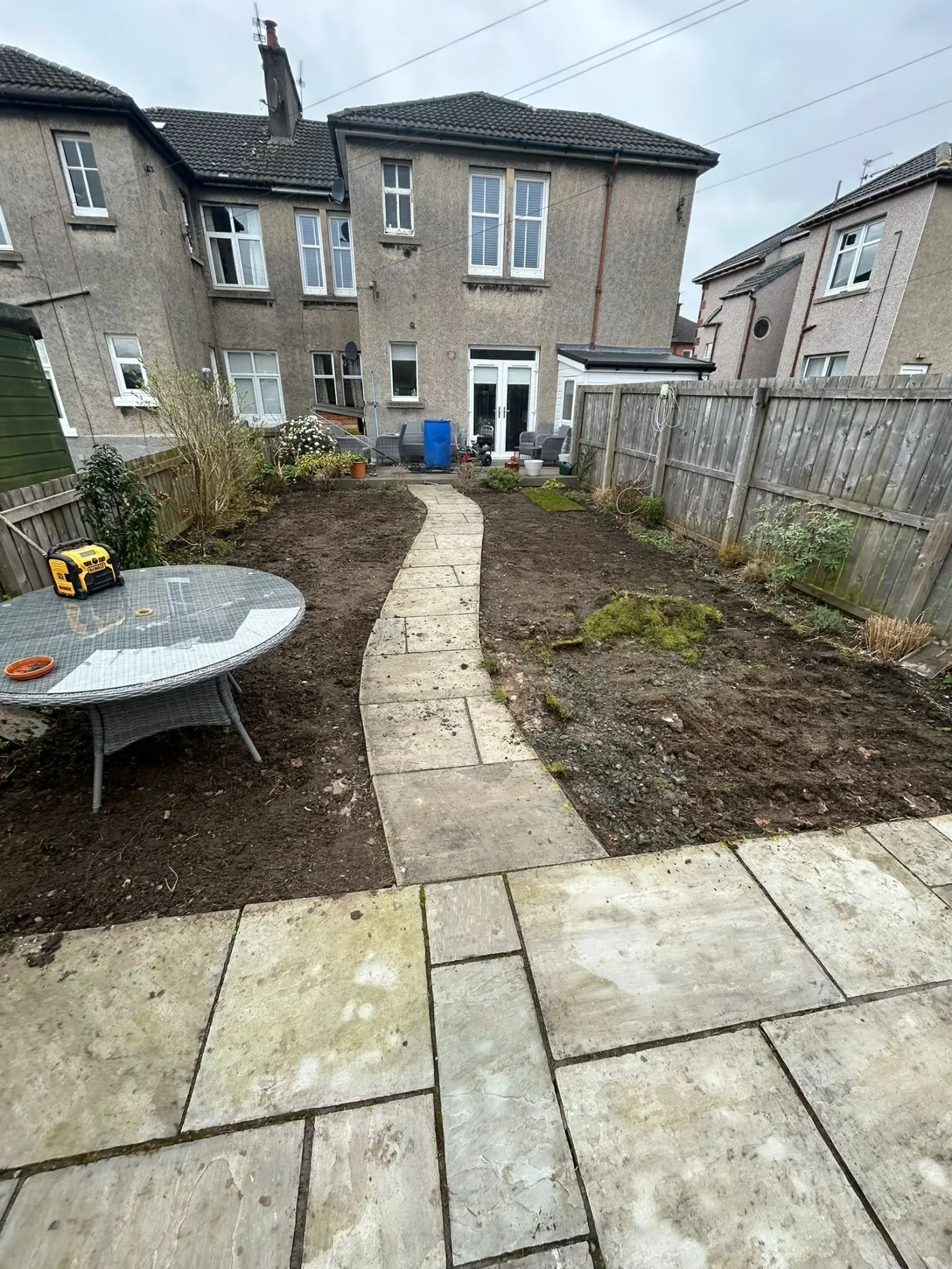 Garden before patio and lawn installation